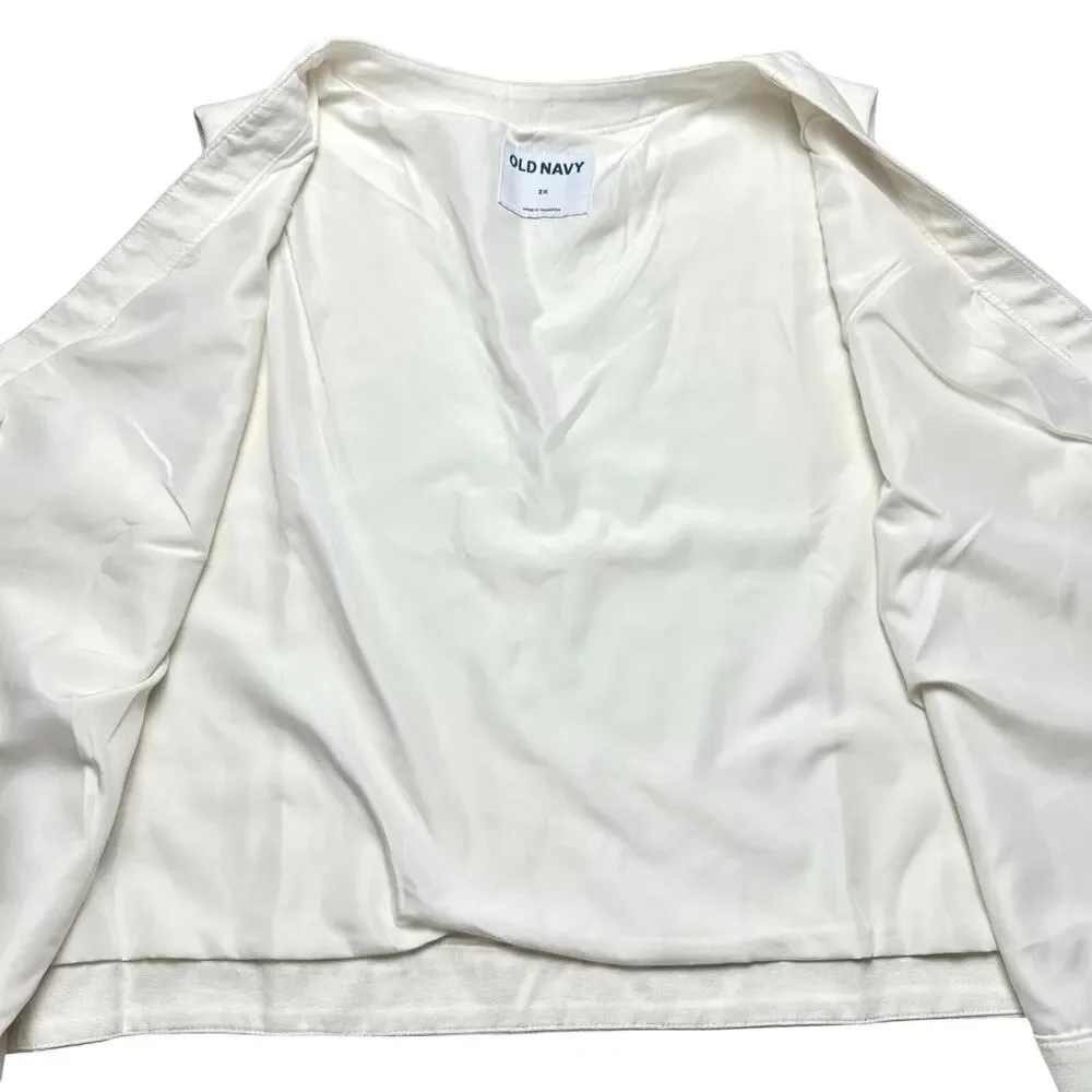 Old Navy | Women | Ivory White Linen Blend Tie Front V-Neck Sleeveless Vest | 2X